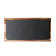 (Rectangle) Servierbrett aus lebensmittelechtem Holz, hitzebeständige Steakplatte, Akazienholz und Stein, quadratisch, rechteckig, oval