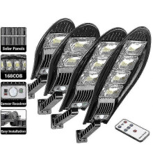 (500W) Luz Solar de Segurança com Sensor PIR 360 para Exterior, 4 Lados, Modos Ajustáveis, Montagem Parede