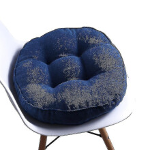 (dark blue, 40cm) Almofada Redonda Acolchoada, Trama de Linho Respirável, Espuma PP de Alta Elasticidade