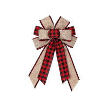 (D model) Christmas Tree Topper Bow, Durable Fabric Bow for Indoor and Outdoor Christmas Decor, 23x38cm