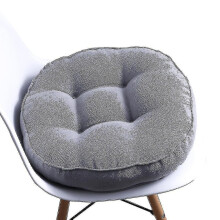 (Silver grey, 50cm) Almofada Redonda Acolchoada, Trama de Linho Respirável, Espuma PP de Alta Elasticidade