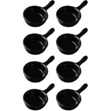 (Black) Jogo de 8 Pratos de Porcelana para Molhos, Miniaturas com Peças, Pintados à Mão, Resistente ao Forno e Máquina de Lavar Louça
