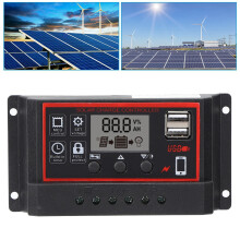 LCD Solarregler 5V 2,5A Dual USB PWM 12V 24V