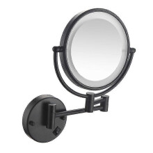 (Black, 7x) Lustro do Makijażu LED na Ścianę Dwustronne Składane z Regulacją Jasności Powiększenie 10x Stal Nierdzewna