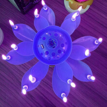 (Purple) Hudobná lotosová sviečka automaticky kvitne vďaka svetelným okvetným lístkom, nie je potrebný zapaľovač.