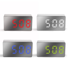 (Red) Despertador Digital com Espelho, Modo Noturno Autoescurecimento 50%, USB, 3 Alarmes