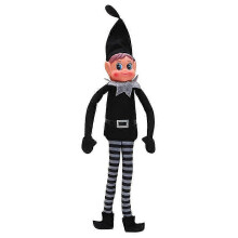 (Girl) Christmas Elf Figure - Black Resin Long Legged Ornament for Tabletop Display