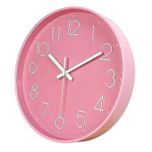 (Pink) Nástenné hodiny okrúhle 25 cm s 3D digitálnym displejom, nízkošumový quartzový strojček, na dekoráciu do domácnosti a kancelárie