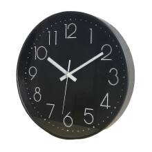 (Black) Nástenné hodiny okrúhle 25 cm s 3D digitálnym displejom, nízkošumový quartzový strojček, na dekoráciu do domácnosti a kancelárie