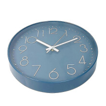 (Blue) Nástenné hodiny okrúhle 25 cm s 3D digitálnym displejom, nízkošumový quartzový strojček, na dekoráciu do domácnosti a kancelárie