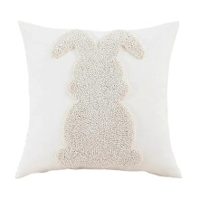 (Standing rabbit) Zachte paaskussensloop 45x45cm, jacquardstof, onderhoudsvriendelijke imitatiebonthoes voor woonkamer en slaapkamer