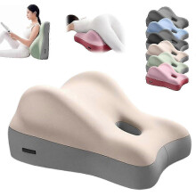 (Beige Gray) Almofada de Assento com Suporte para Cóccix, Espuma Viscoelástica de Alta Densidade para Cadeira de Escritório e Carro