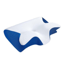 (Blue) Ergonomisch nekkussen met verstelbare hoogte en zes ondersteuningszones voor een goede uitlijning van de wervelkolom.