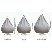 (Gray, 80 * 90cm) Capa para Saco de Feijão 90x110cm com Fecho de Correr Oculta, Algodão e Linho, Lavável à Máquina
