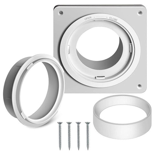 (Package 1) Placa de Parede para Exaustor de Secadora com Conexão de Encaixe por Torção, Compatível com Vários Modelos, Flange ABS para Vedação