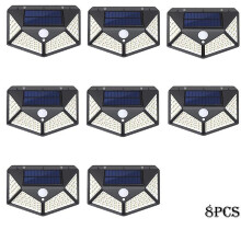 (8 piece) Luz Solar com Sensor de Movimento 100 LED IP65 para Jardim e Segurança