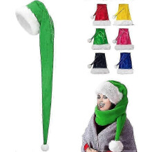 (Green) Mikulášska čiapka pre dospelých, 150 cm elastická zamatová látka, slávnostný kostým na Vianoce, Halloween, narodeniny