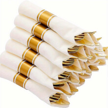 (Golden color) Set van 30 vorken, messen, lepels en servetten, wegwerpbestekset in goud voor evenementen en catering.