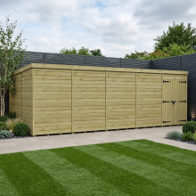 20 x 9 Pent Shed Tanalised (Double Door, No Windows)