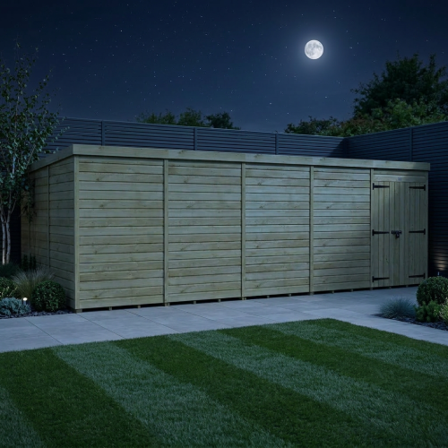 20 x 9 Pent Shed Tanalised (Double Door, No Windows) 2