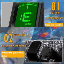 Guitar Tuner and Capo Kit with 2 Adhesive Pick Holders - Clip- Tuner, Quick-Change Capo, 5 Picks for Guitar (9 Pieces)