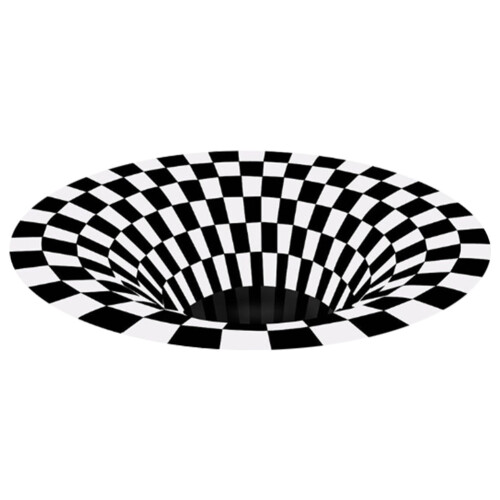 Schwarz-Weiß 3D Teppich rund