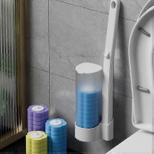 (White with  Brush Heads, 6PCS) Escova de Sanita Higiénica com Cabeças Descartáveis e Armazenamento Ventilado para Casa de Banho