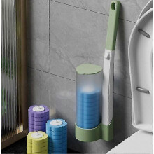 (Green with  Brush Heads, 6PCS) Escova de Sanita Higiénica com Cabeças Descartáveis e Armazenamento Ventilado para Casa de Banho