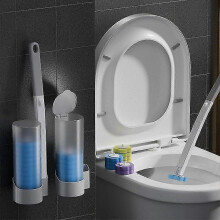 (Gray with  Brush Heads, 6PCS) Escova de Sanita Higiénica com Cabeças Descartáveis e Armazenamento Ventilado para Casa de Banho