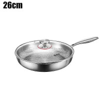 (26cm with cover) Titaaniteräksinen wokkipannu 26 cm lasikannella, naarmuuntumaton tarttumaton paistinpannu induktioliesitasolle