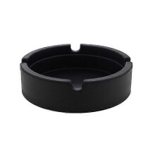 (Black) Cenicero redondo de silicona, resistente al calor hasta 230C, apto para lavavajillas, irrompible, varios colores, 21.1 cm de diámetro