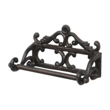 (Black) Suporte de Papel Higiênico de Ferro Retrô, Design Vintage para Banheiro com Montagem na Parede