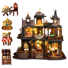 Miniature Dollhouse Kit DIY Magic Cabin House, LED Wooden Book Nook Insert 3D Puzzle Model Building Set, Creative Handmade Gift for Adults