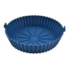 (Blue) Tappetino in silicone per friggitrici ad aria, riutilizzabile per mantenere pulito il cestello, diametro 18.5 cm