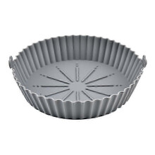 (Gray) Tappetino in silicone per friggitrici ad aria, riutilizzabile per mantenere pulito il cestello, diametro 18.5 cm