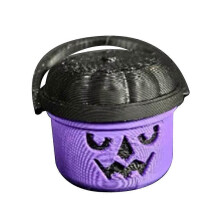 (Purple) PLA minikurpitsasanko, 3,7 cm uudelleenkäytettävä Halloween-herkkuteline, tukeva koriste