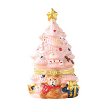 (Pink, 15cmx10cmx10cm) Caixa Organizadora Cerâmica Árvore de Natal 15x10x10 cm para Joias e Pequenos Itens