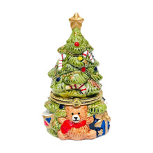 (Green, 15cmx10cmx10cm) Caixa Organizadora Cerâmica Árvore de Natal 15x10x10 cm para Joias e Pequenos Itens