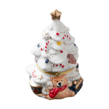 (White, 15cmx10cmx10cm) Caixa Organizadora Cerâmica Árvore de Natal 15x10x10 cm para Joias e Pequenos Itens