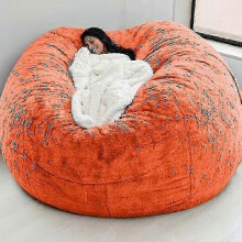 (orange, 135 x 65cm) Sofá Saco Grande para Adultos e Crianças, Cobertura Lavável 135x65cm, Veludo Macio para Quarto e Sala