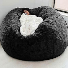 (black, 180x90cm) Sofá Saco Grande para Adultos e Crianças, Cobertura Lavável 135x65cm, Veludo Macio para Quarto e Sala