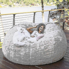 (White, 150x75cm) Grote zitzak met wasbare hoes, 135x65 cm, flanellen oppervlak, ideaal als loungebank.