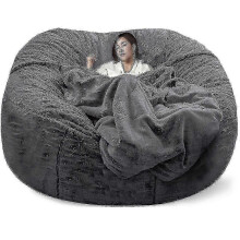 (snow dark gray, 150x75cm) Grote zitzak met wasbare hoes, 135x65 cm, flanellen oppervlak, ideaal als loungebank.