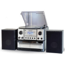 Steepletone BOSTON XP 5 in 1 Music Centre, Power Stereo Speakers Bluetooth Vinyl Record Player, Turntable with CD, Cassette