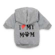 (grey, S) Sudadera con capucha bordada "I Love My Mom" para cachorros y gatitos de menos de 1,5 kg, lana rosa, para primavera y principios de verano