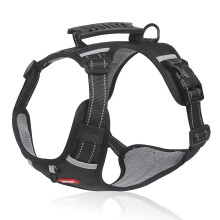 (Black, XS) Atembarer Hundegeschirr, reflektierend mit Griff, Oxford Gewebe, für Spaziergänge Joggen Wandern, Schwarz, verschiedene Größen