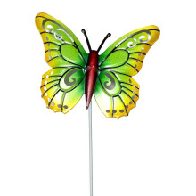 (Green) Butterfly Ornament Garden Stake, Iron Butterfly Sculpture, 38cm, Yellow Pink Green Blue, for Outdoor Patio Backyard Balcony Flowerpot