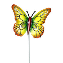 (Yellow) Butterfly Ornament Garden Stake, Iron Butterfly Sculpture, 38cm, Yellow Pink Green Blue, for Outdoor Patio Backyard Balcony Flowerpot