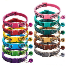 (Random, 10pcs) Pet Dog Collar, Camouflage Pattern, with Cute Bell, Adjustable 19-32cm, 1.0CM Width, for Dogs Cats Puppies, Pack of 10, Pet Accessory