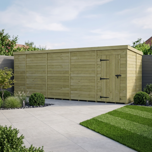 20 x 9 Pent Shed Tanalised (Single Door, No Windows)